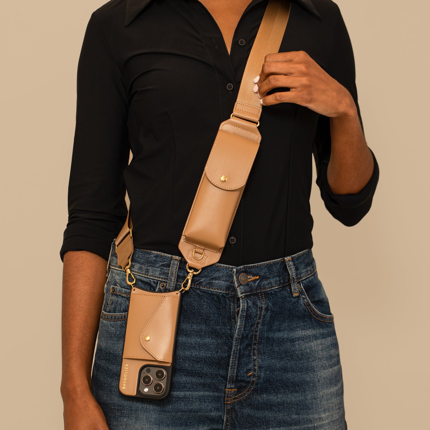 Maya with Lana Glasses Strap - Tan/Gold – Bandolier