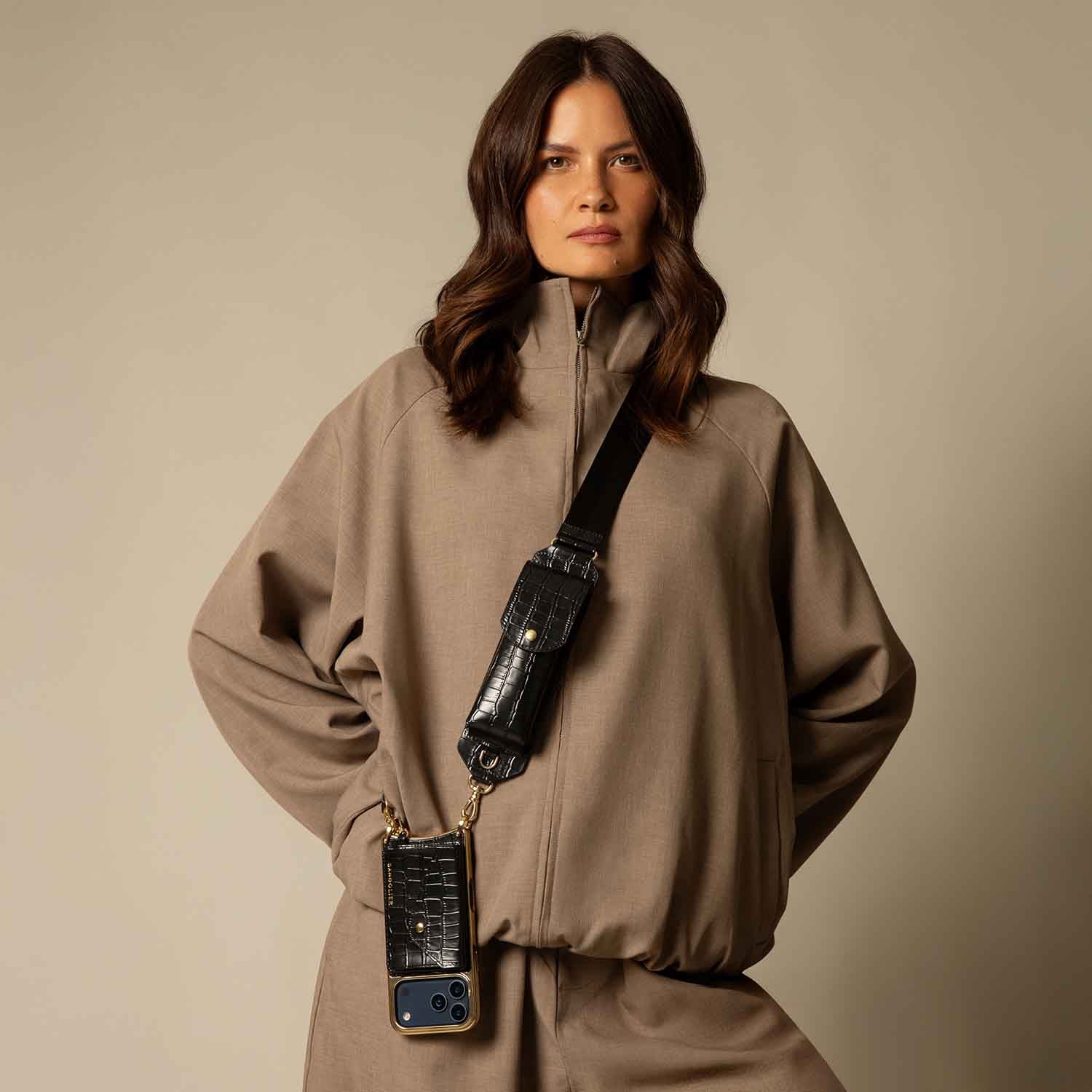 Lana Sunglass Strap Only - Black Croc/Gold