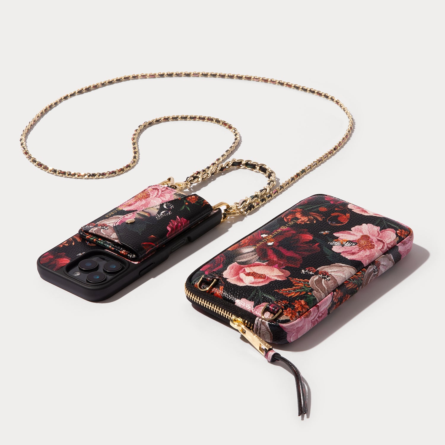 Rae Magnet Duet Crossbody Phone Case Pouch Set - Ceci Noir/Gold