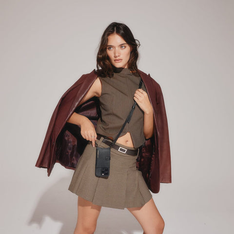 Emma Bandolet Strap in Black/Pewter | Genuine Leather | Bandolier Style