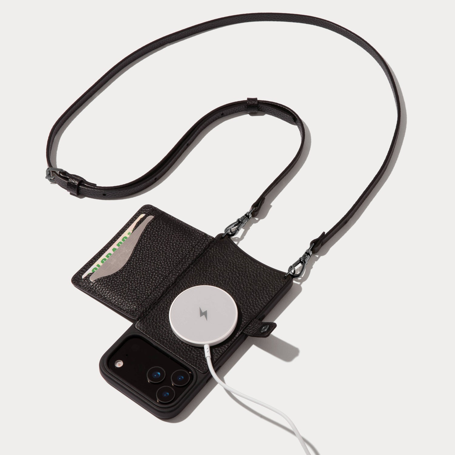 Mila MagSafe Charging Crossbody Bandolier - Black/Pewter