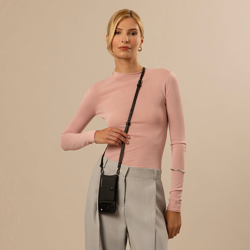 Mila MagSafe Charging Crossbody Bandolier - Black/Pewter