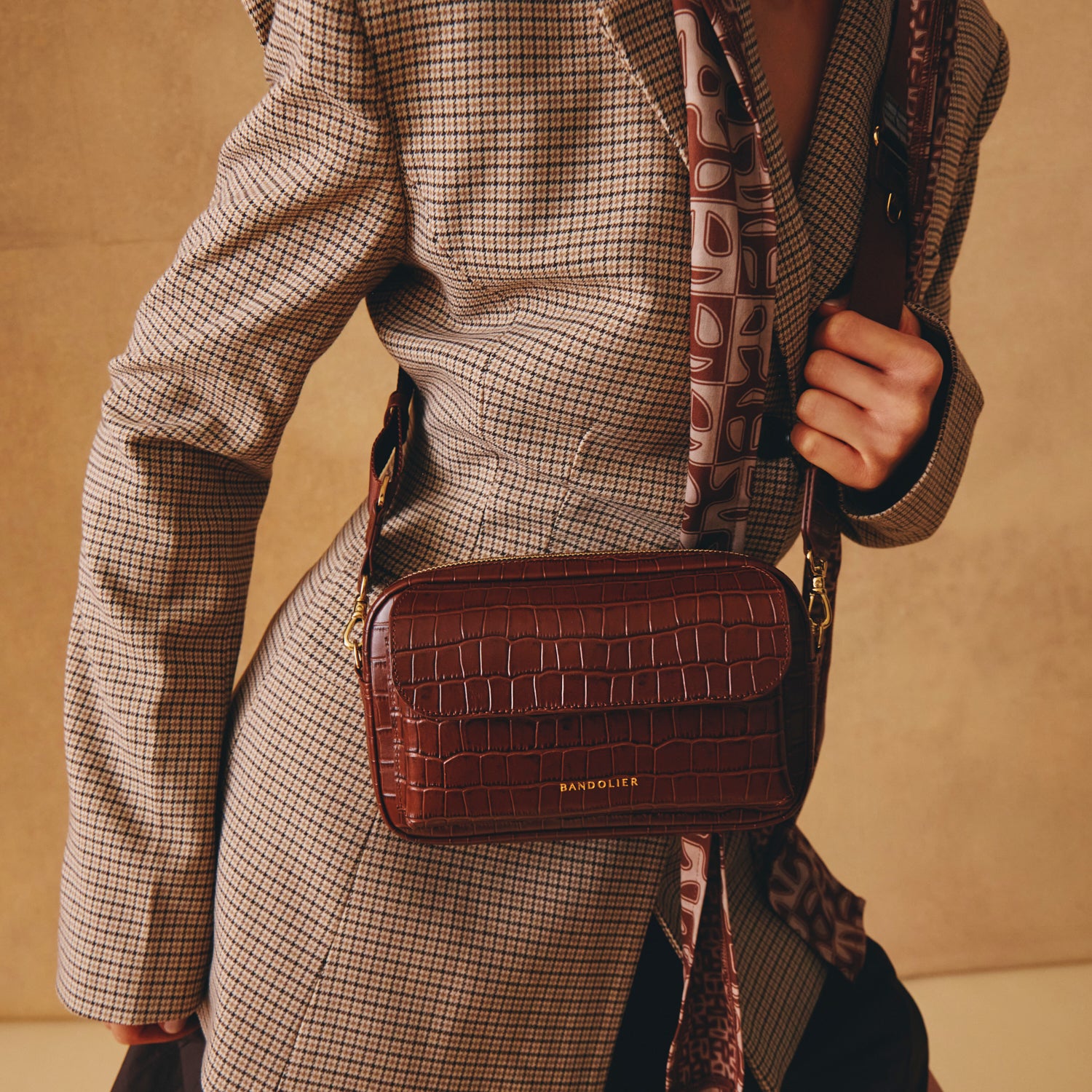 Miller Bag Brown Croc/Gold – Bandolier