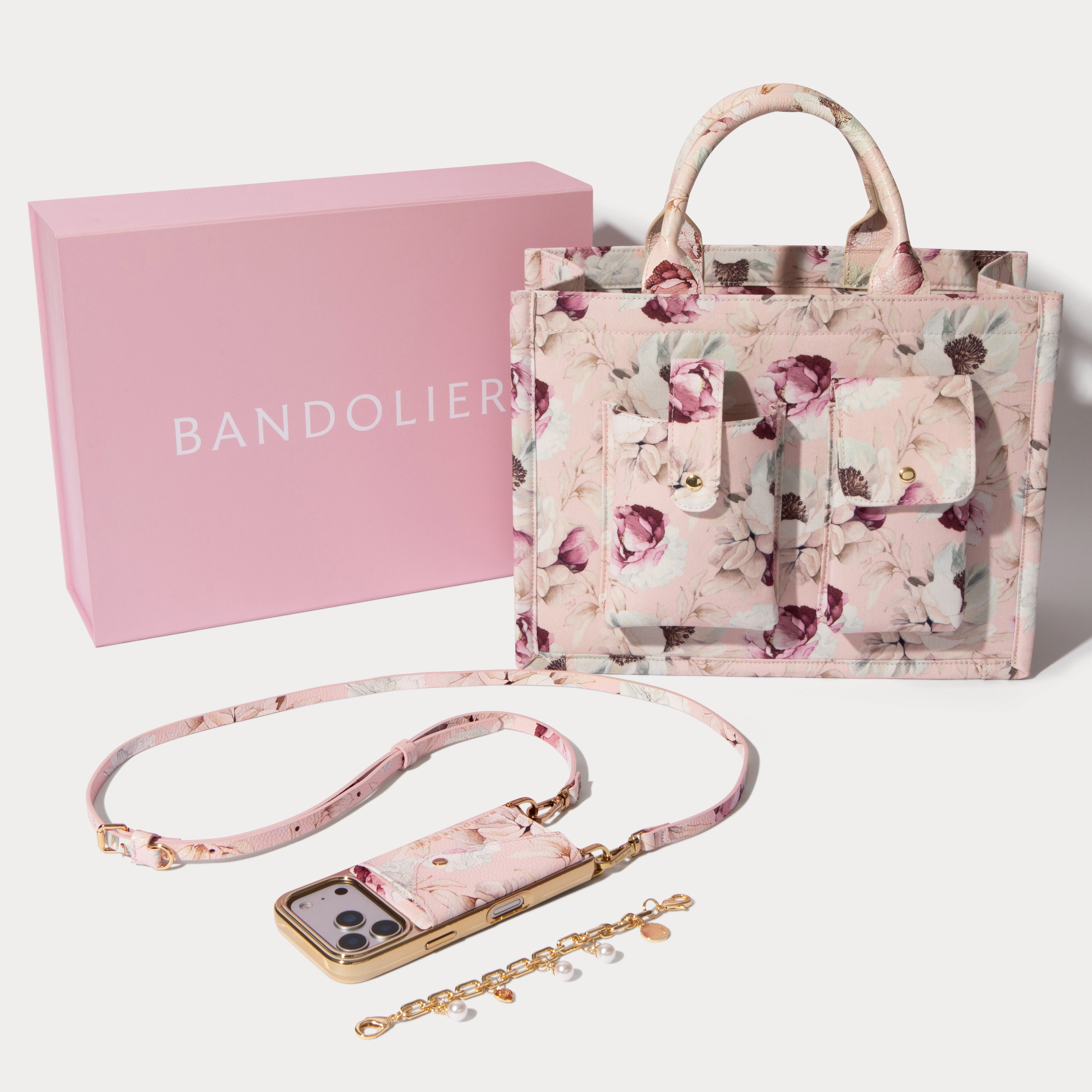 The Carry All Gift Set - Ceci Pink Floral/Chrome Gold