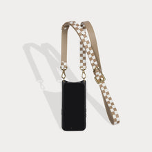 Hailey Side Slot Leather Crossbody Bandolier - Taupe Checker/Gold