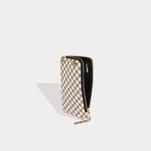 Pebble Leather Expanded Zip Pouch - Taupe Checker/Gold