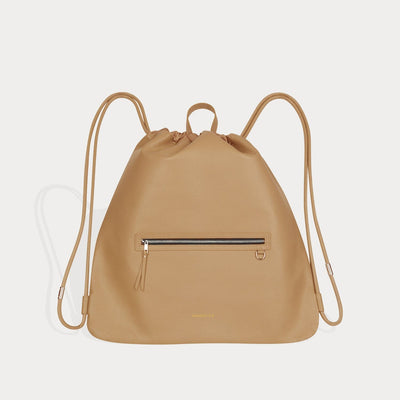 Drawstring Backpack - Tan/Gold Bags Bandolier 