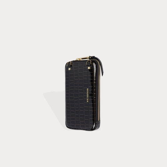 Expanded Embossed Croc Zip Pouch - Bronze Black/Gold Bandolier Core Bandolier 