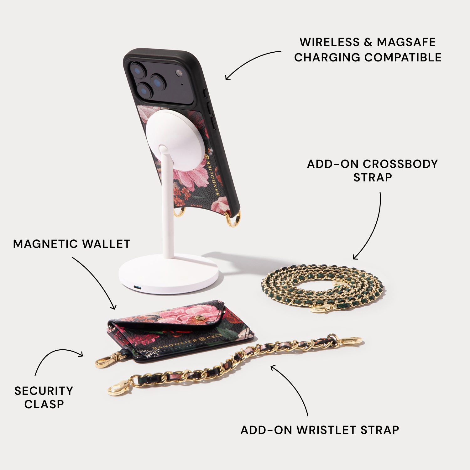 Rae Magnet Duet Wallet Crossbody Phone Case - Ceci Noir/Gold