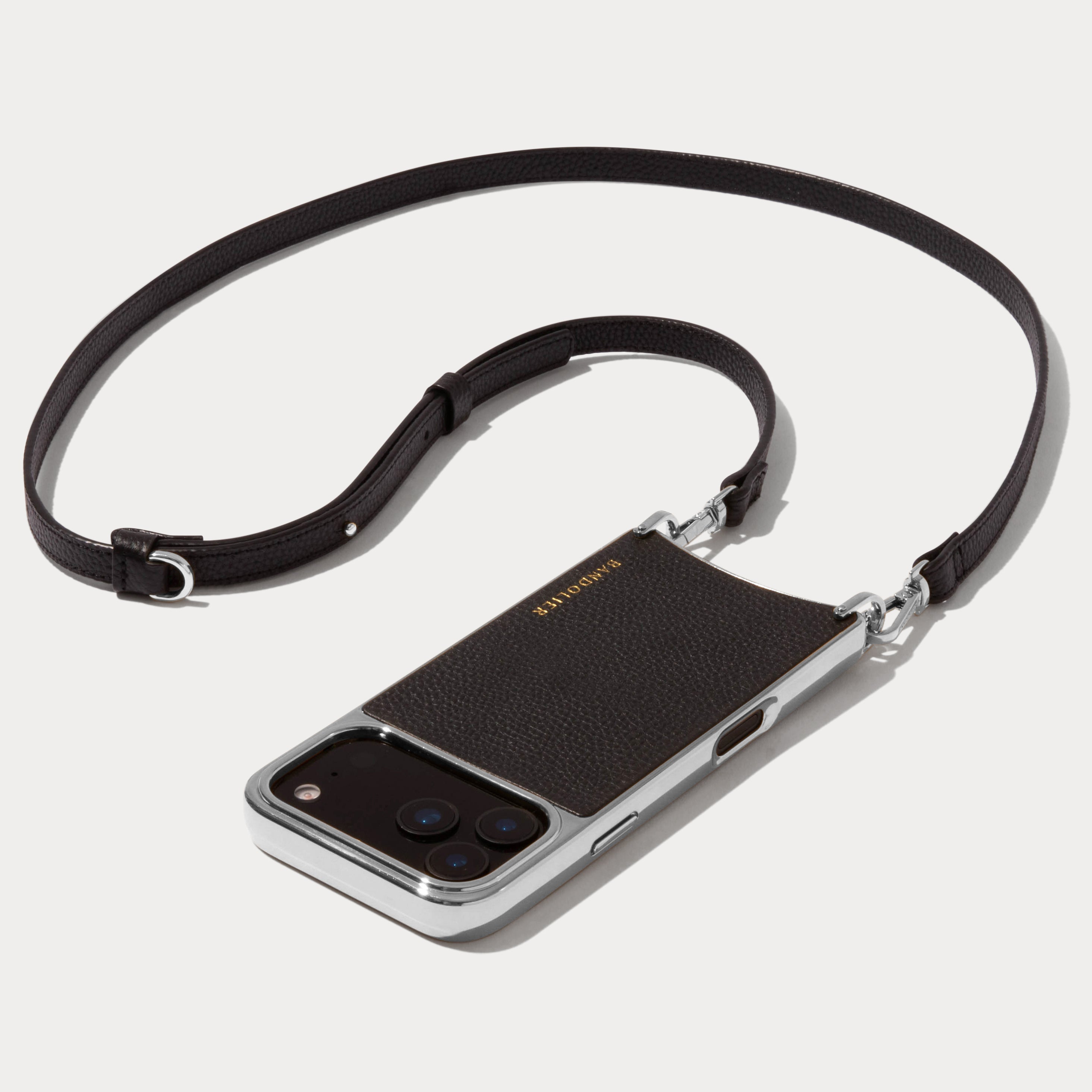Rayna Chrome Crossbody Phone Case - Black/Chrome Silver