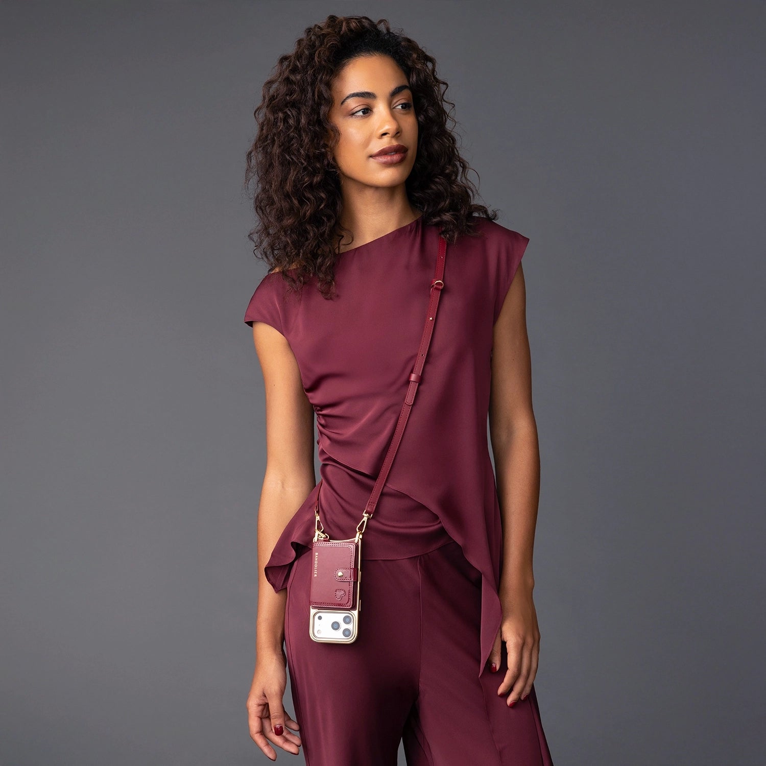 Ivy Magnet Wallet &amp; Lip Pouch Set - Cranberry/Gold