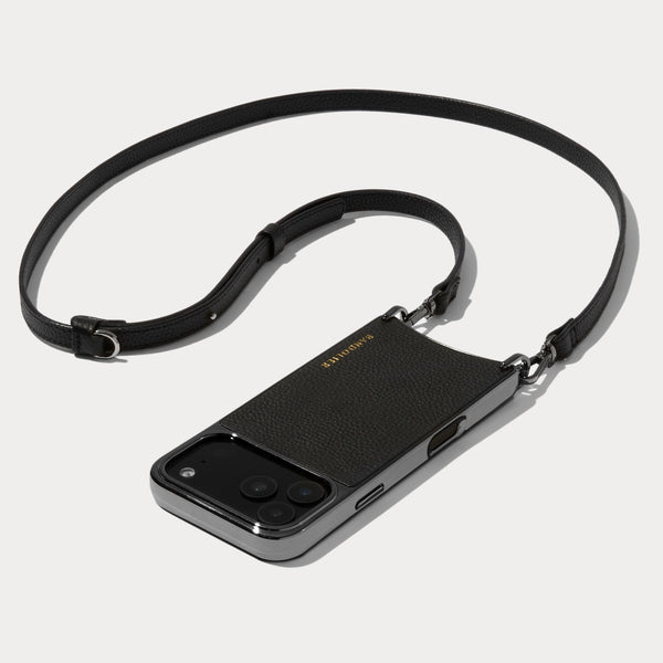 BANDOLIER ブラックレザー iPhone13プロケース Rayna_Chrome_Black_Pewter_17-