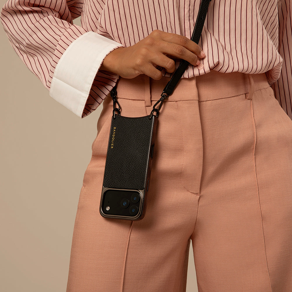Rayna Chrome Crossbody Phone Case - Black/Pewter