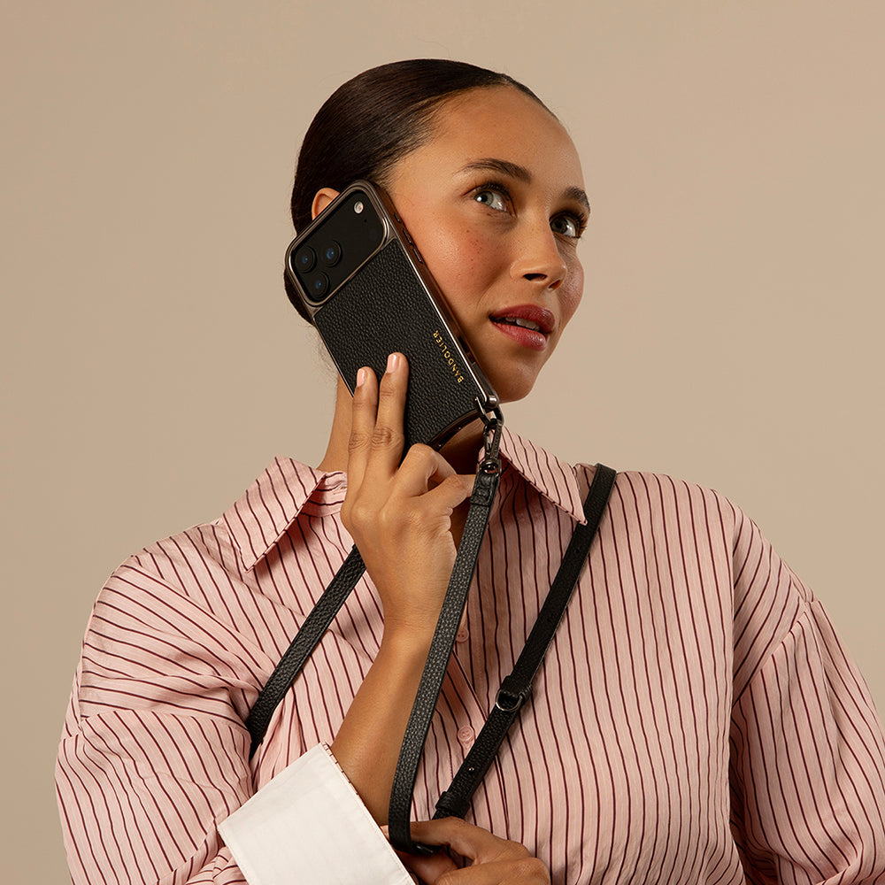 Rayna Chrome Crossbody Phone Case - Black/Pewter