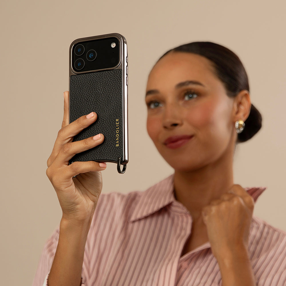 Rayna Chrome Crossbody Phone Case - Black/Pewter