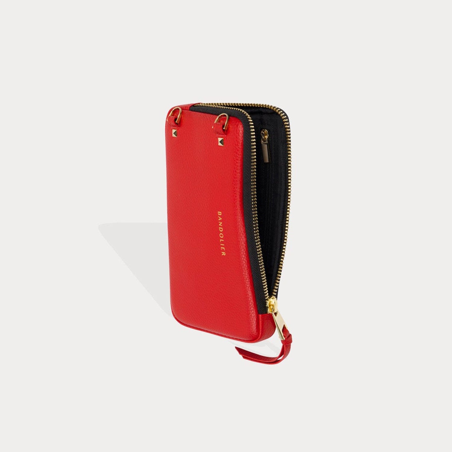 Pebble Leather Expanded Zip Pouch - Red/Gold – Bandolier