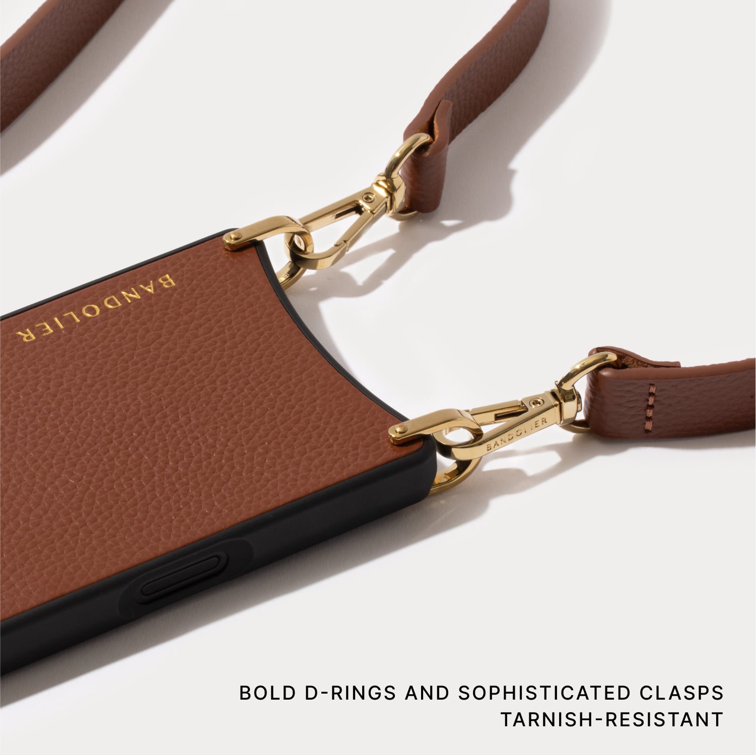 Remi Magnet Wallet Crossbody Phone Case - Cognac/Gold