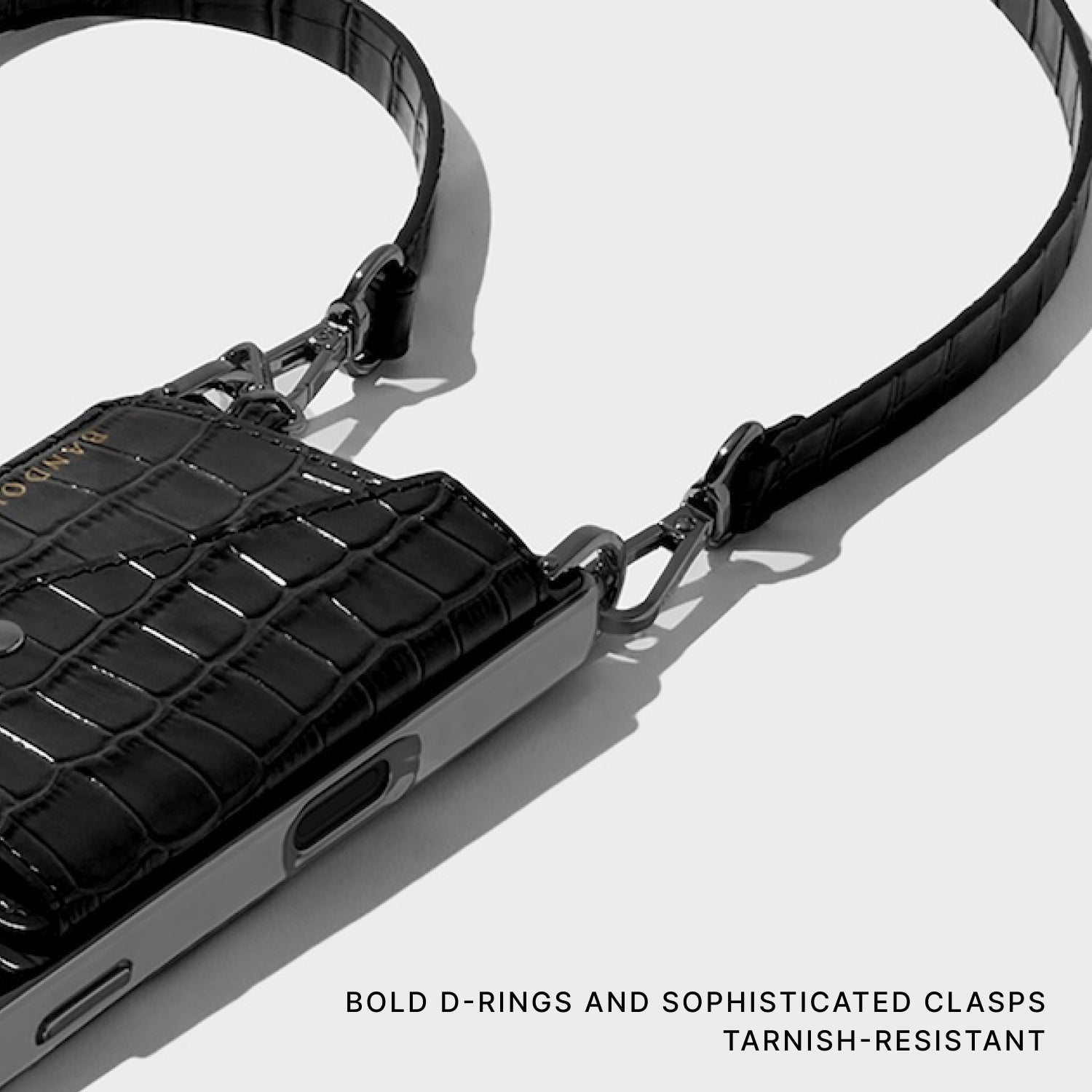 Remi Magnet Wallet Crossbody Phone Case - Black Croc/Pewter