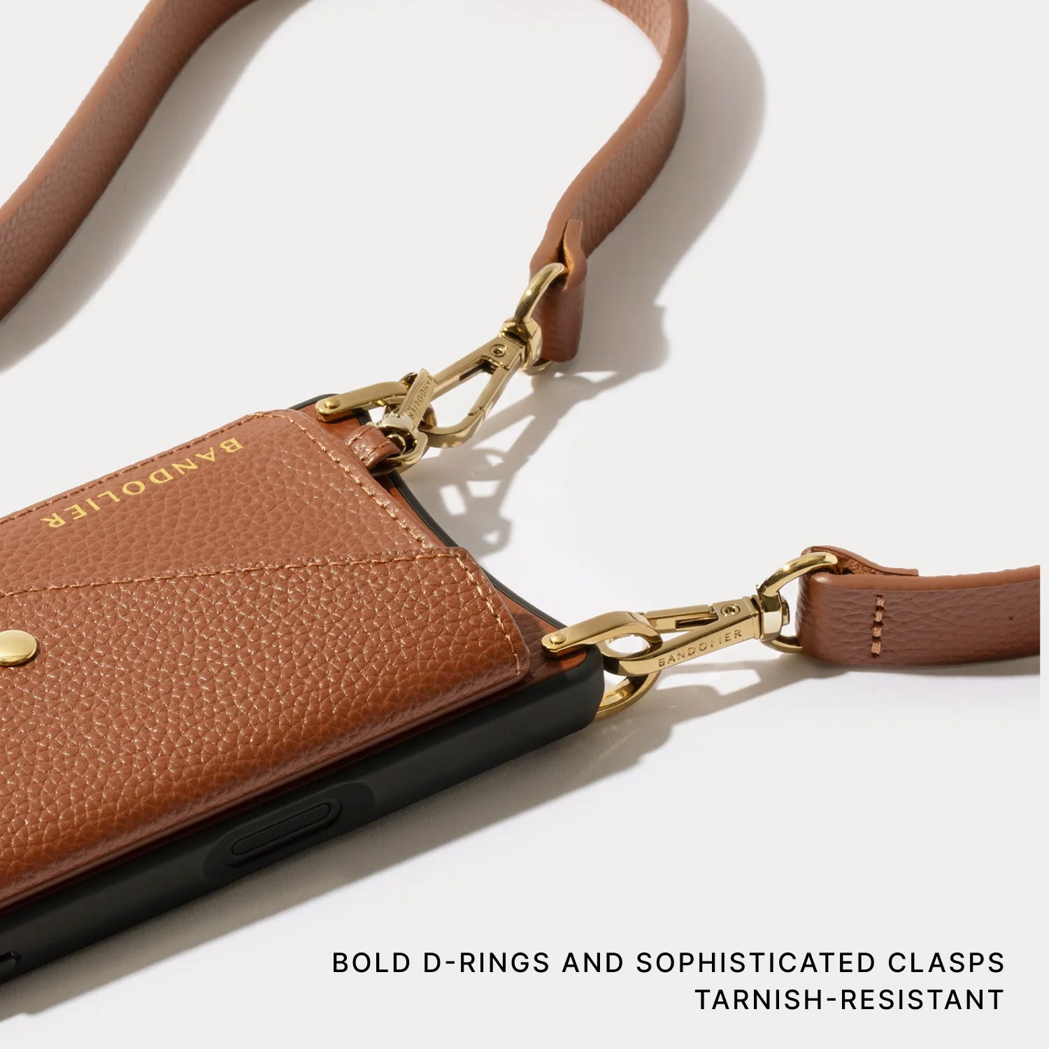 Remi Magnet Wallet Crossbody Phone Case - Saddle Brown/Gold