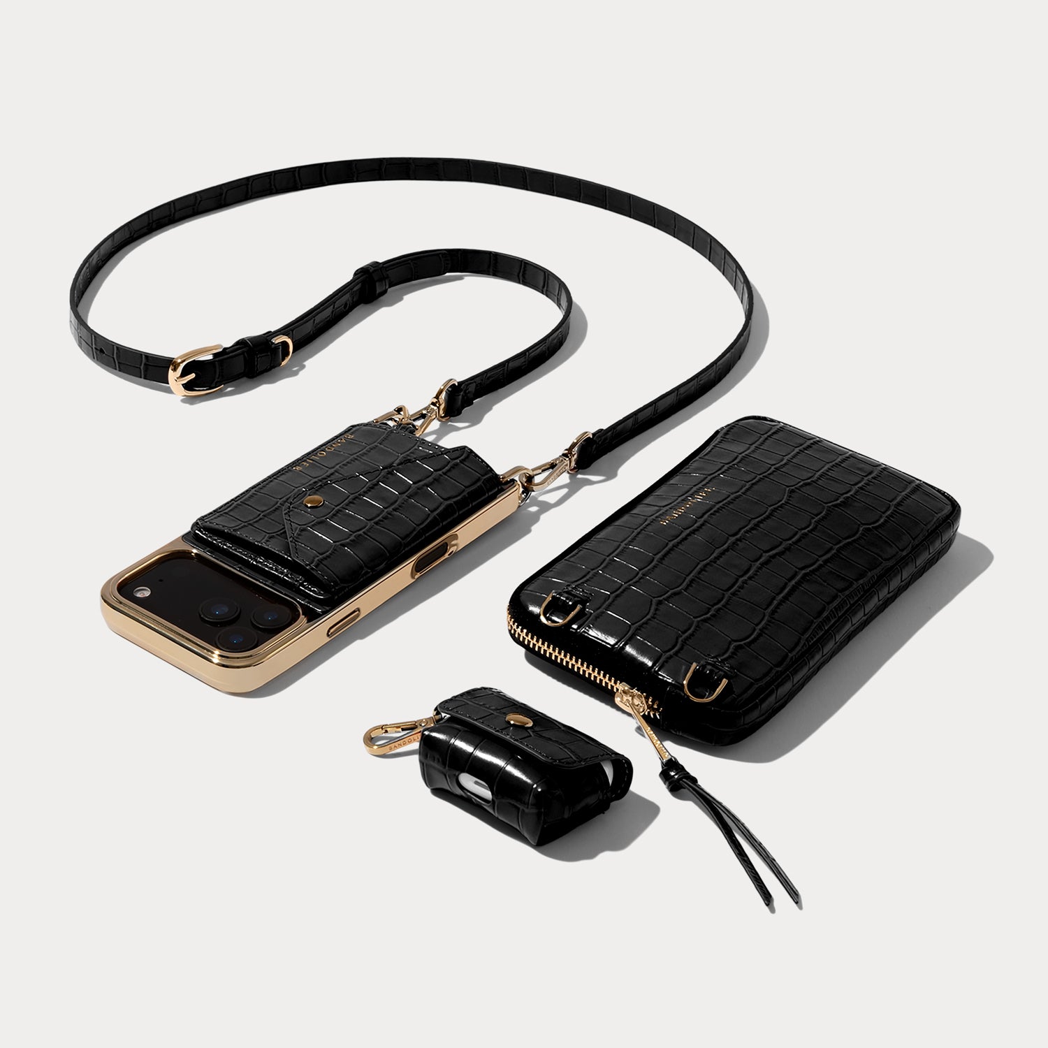 Remi Magnet Essentials Set - Black Croc/Gold