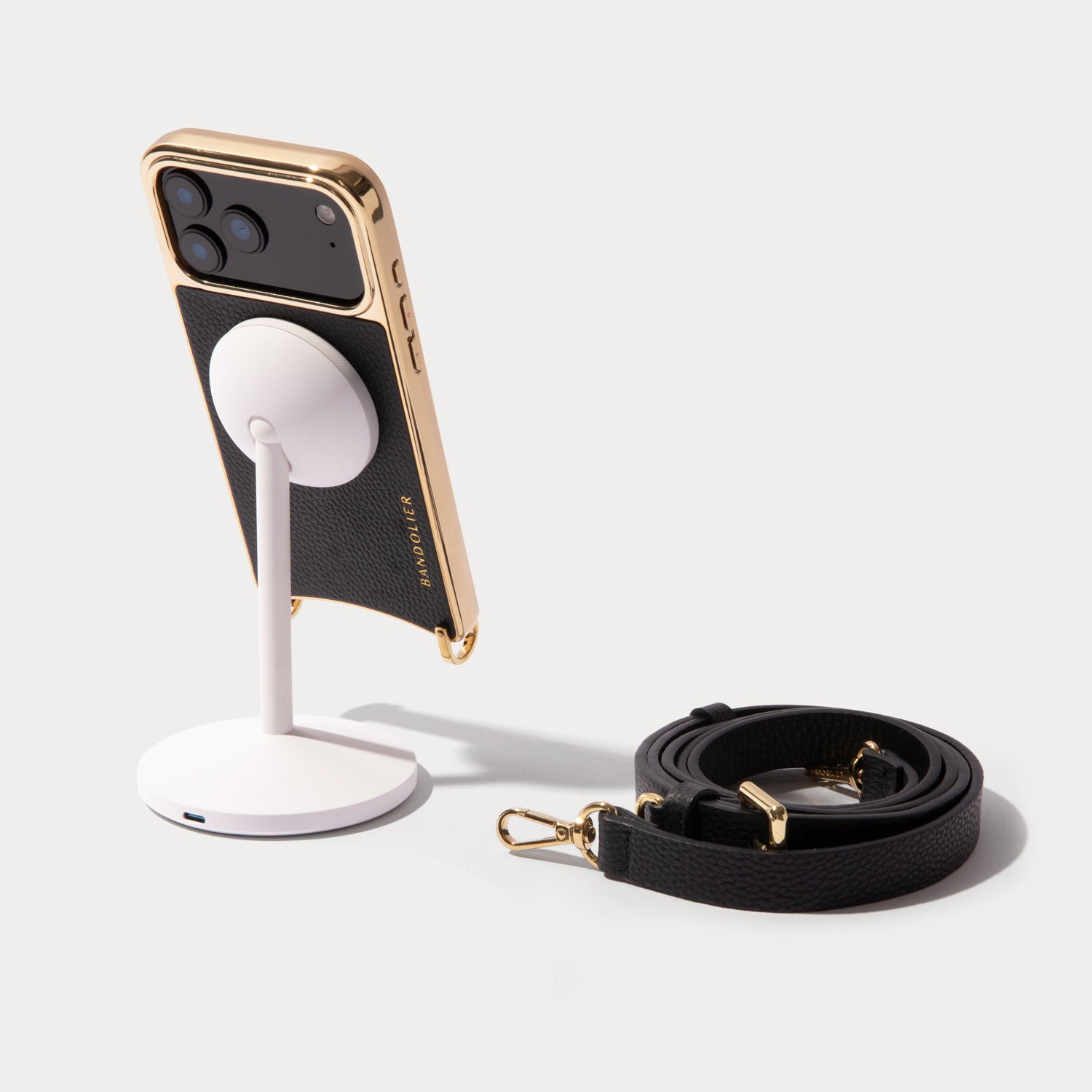 Rayna Chrome Crossbody Phone Case - Black/Gold – Bandolier