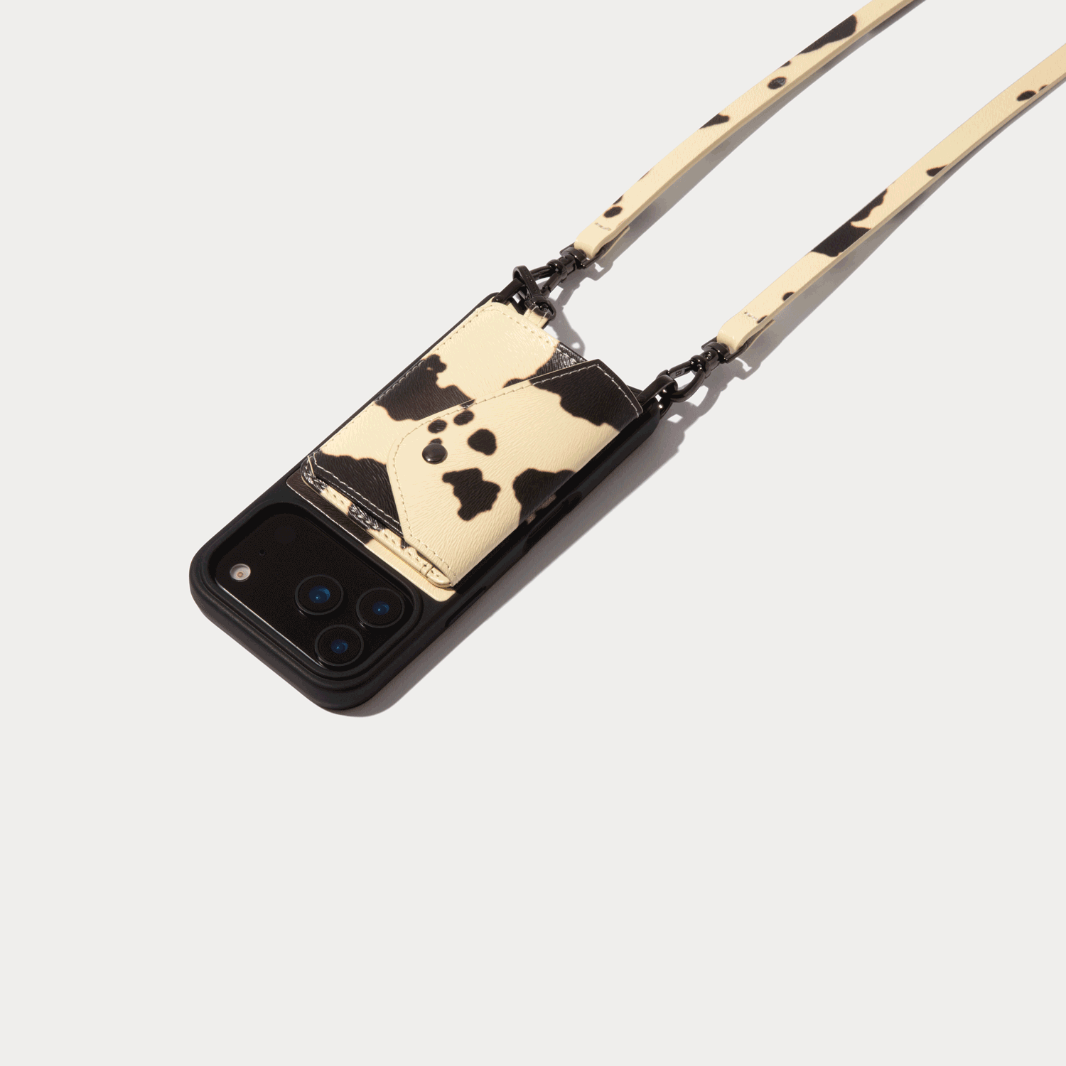 Remi Magnet Wallet Crossbody Phone Case - Spotted Hide/Pewter