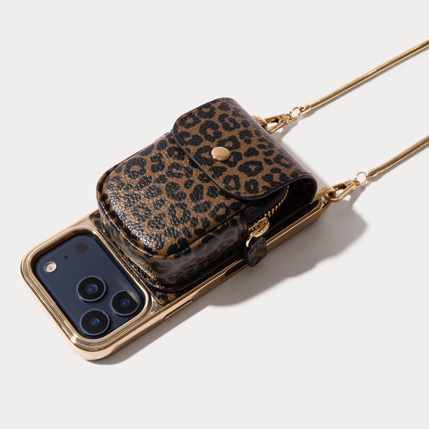 Remi Magnetic Zipper Pouch - Dark Leopard/Gold