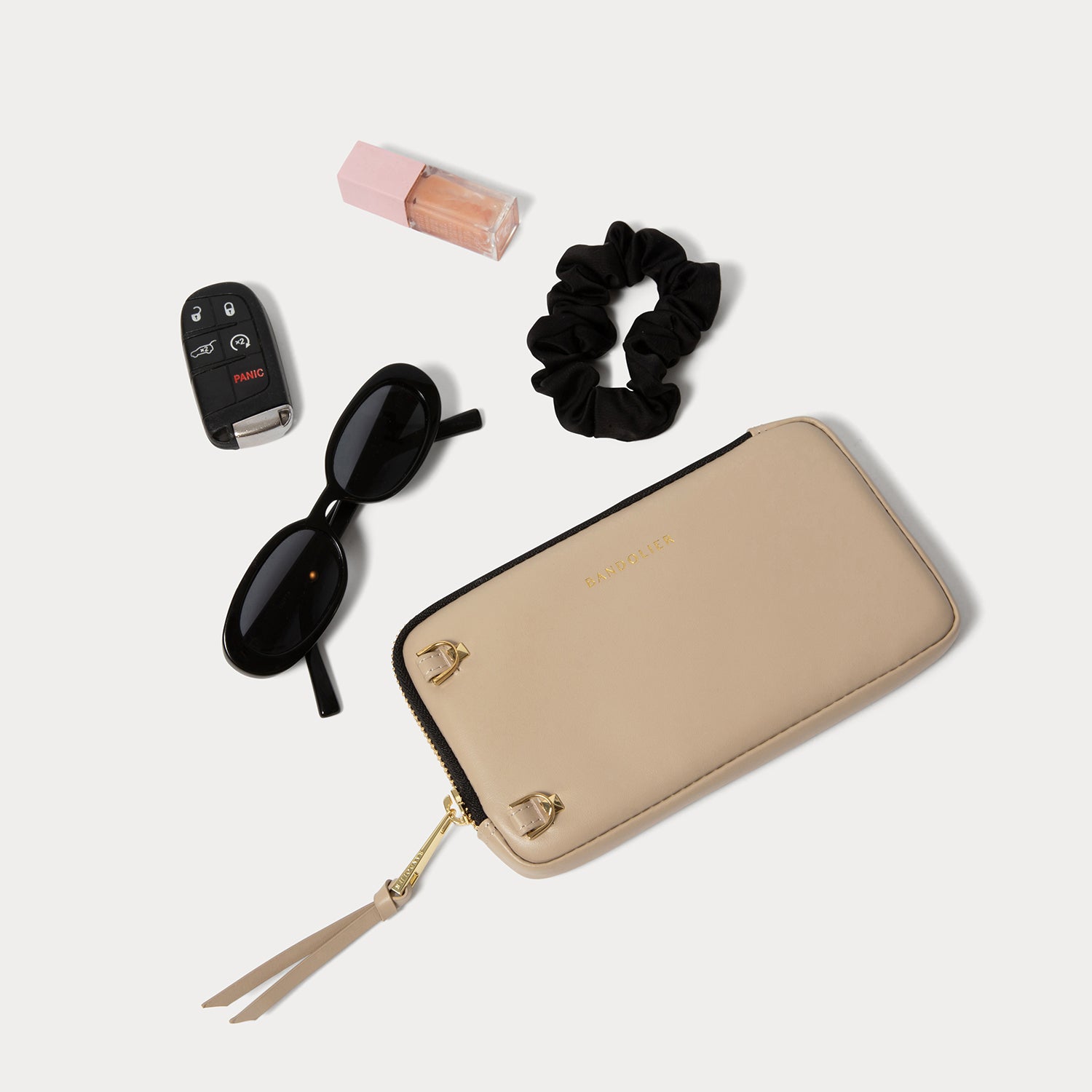 Expanded Zip Pouch - Cognac/Gold