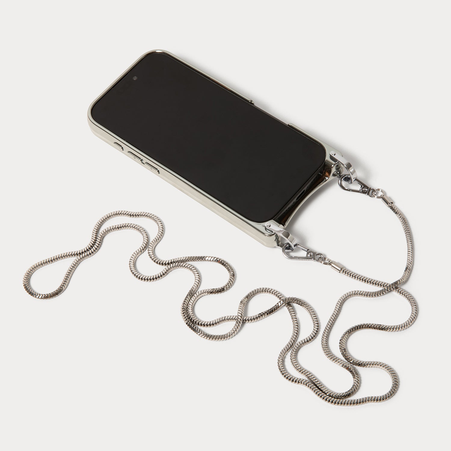 Gia Chrome Crossbody Phone Case - Chrome Silver/Silver