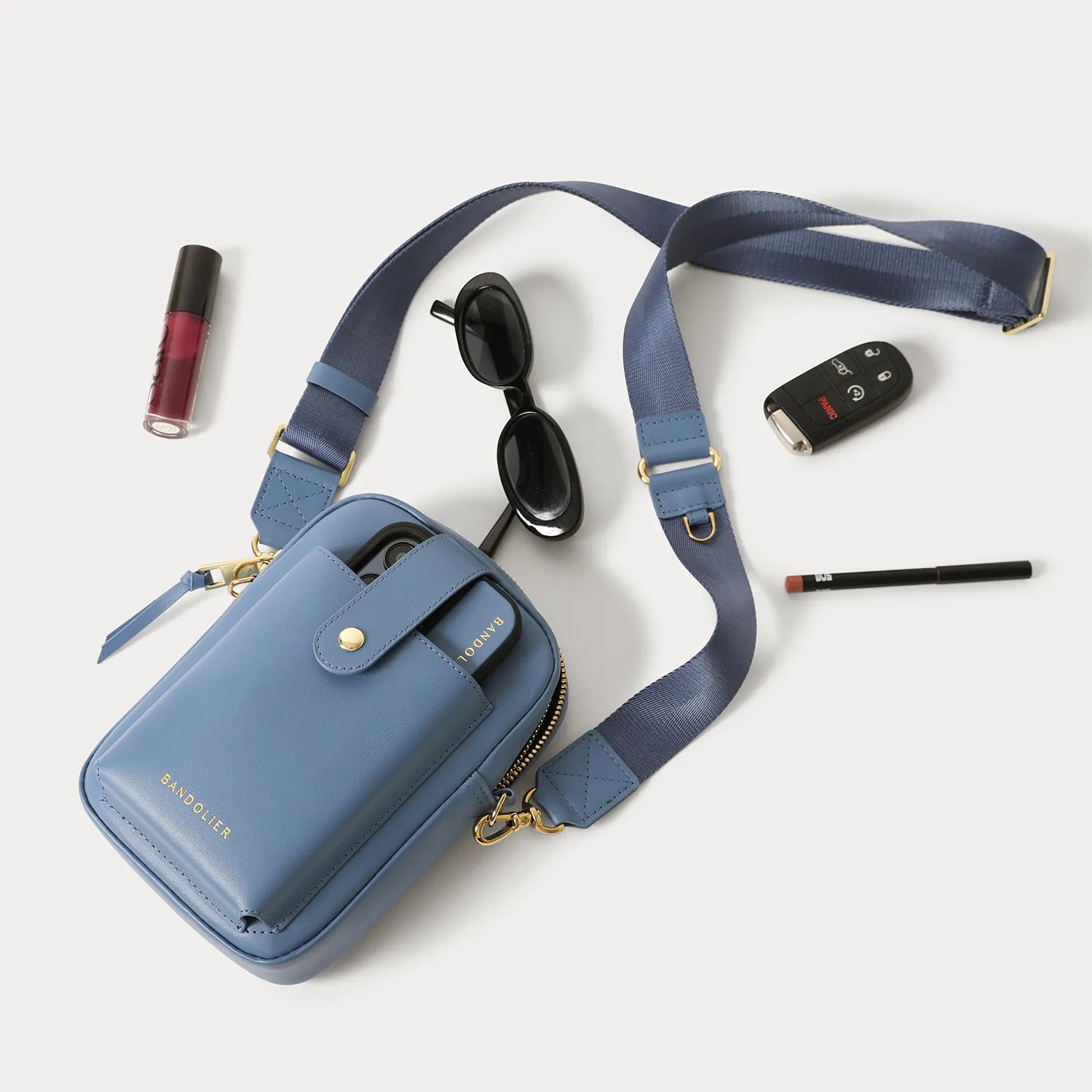 Dillon Bag - Dusty Blue/Gold