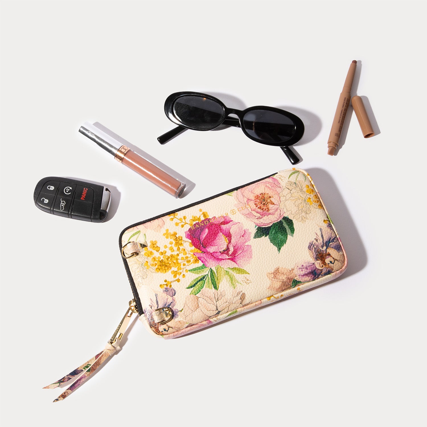 Rae Magnet Duet Crossbody Phone Case Pouch Set - Ceci Ivory Floral/Gold