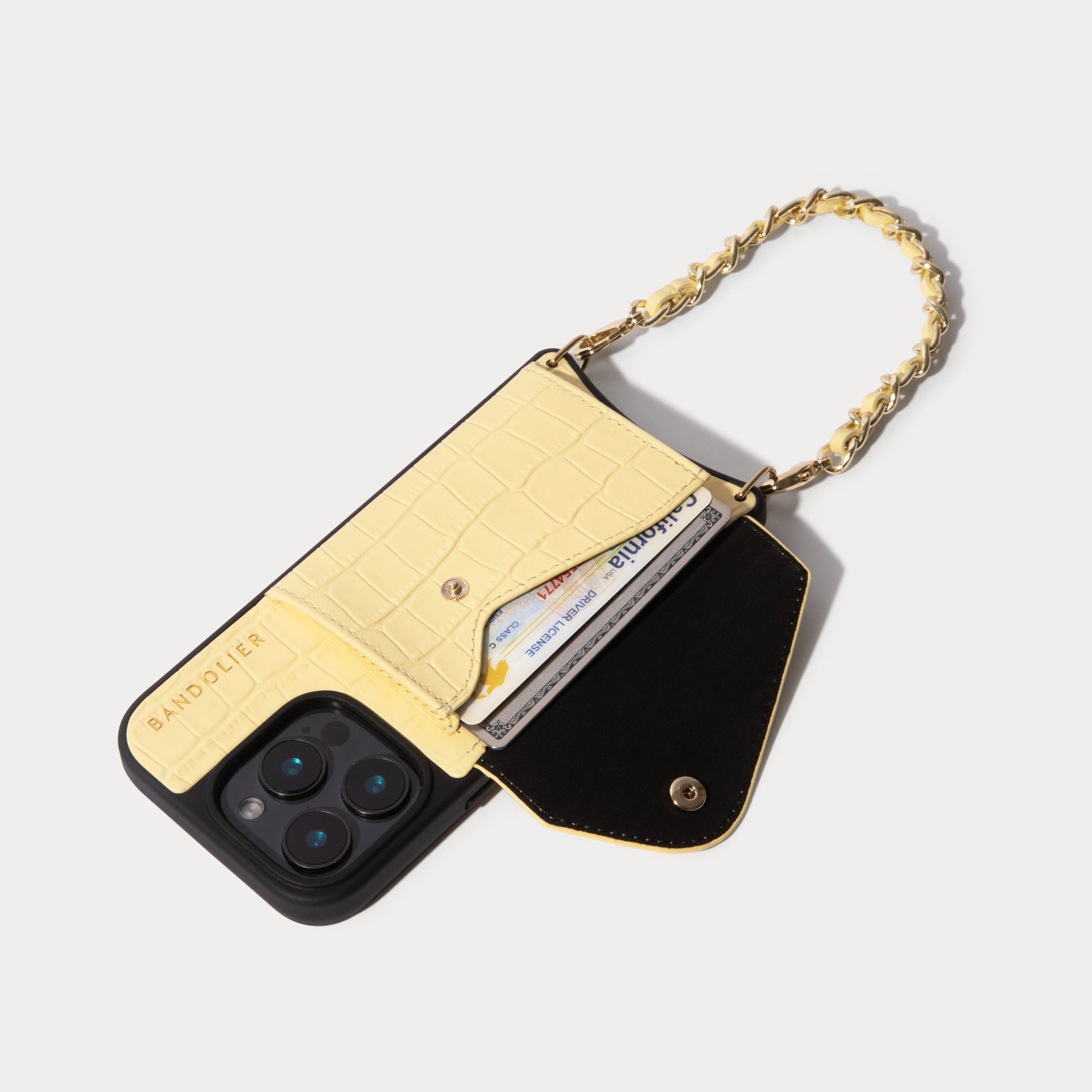 Lily Crossbody Phone Case Set - Butter Yellow Croc/Gold