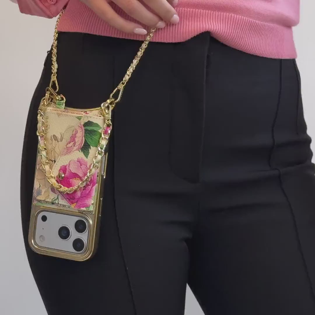 Rae Magnet Duet Wallet Crossbody Phone Case - Ceci Ivory Floral/Gold