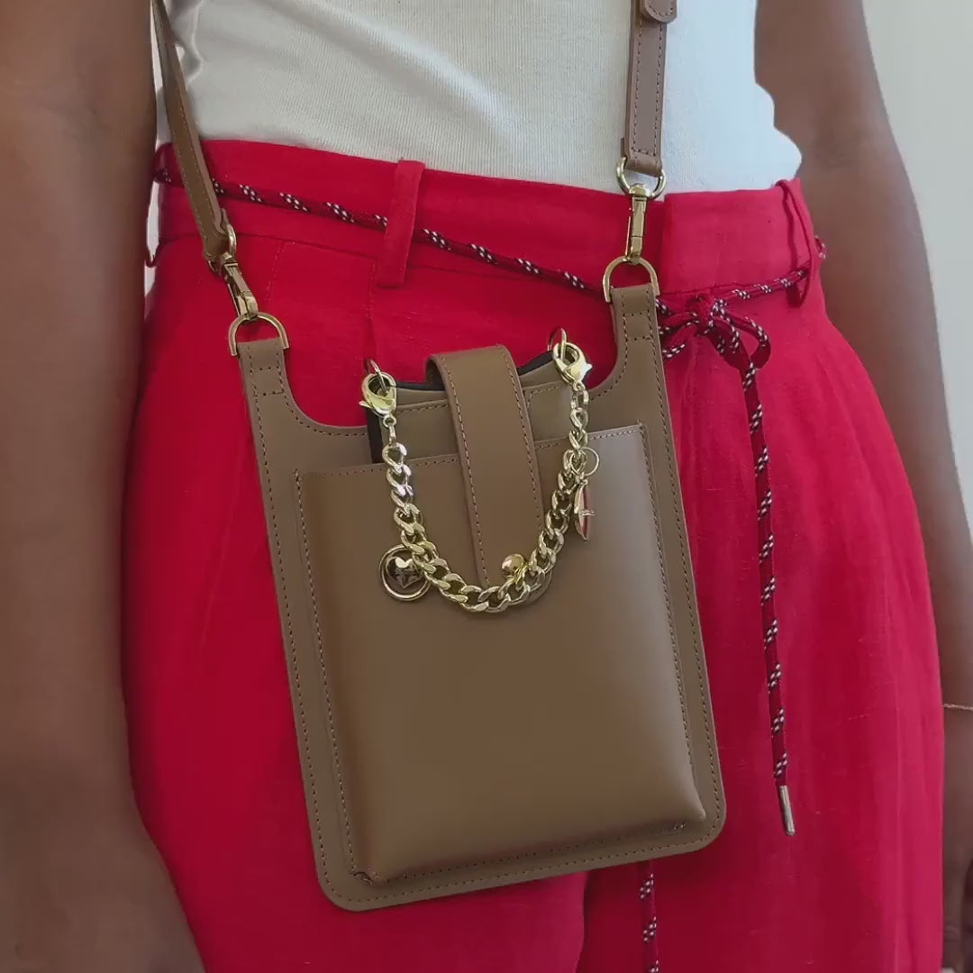 Parker Phone Bag with Maya Wristlet - Tan/Gold – Bandolier