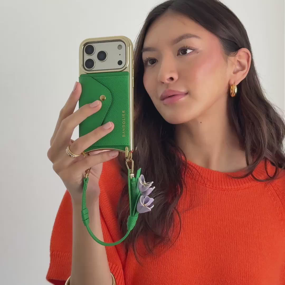 Flower Wristlet - Green Purple/Gold