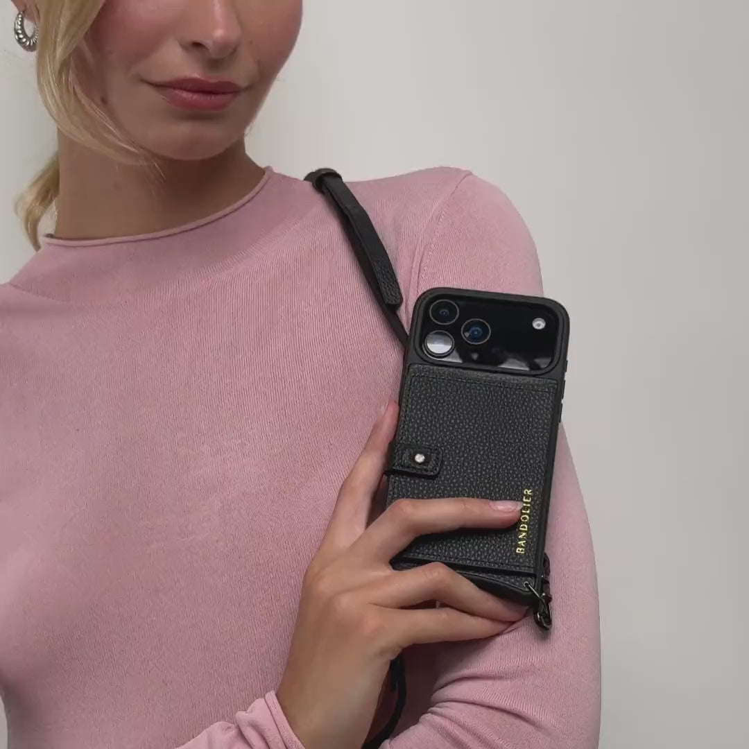 Mila MagSafe Charging Crossbody Bandolier - Black/Pewter