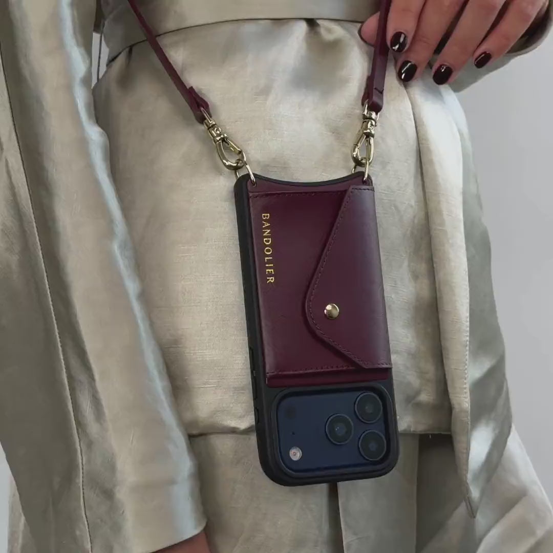 Donna Crossbody Phone Case - Wine/Gold