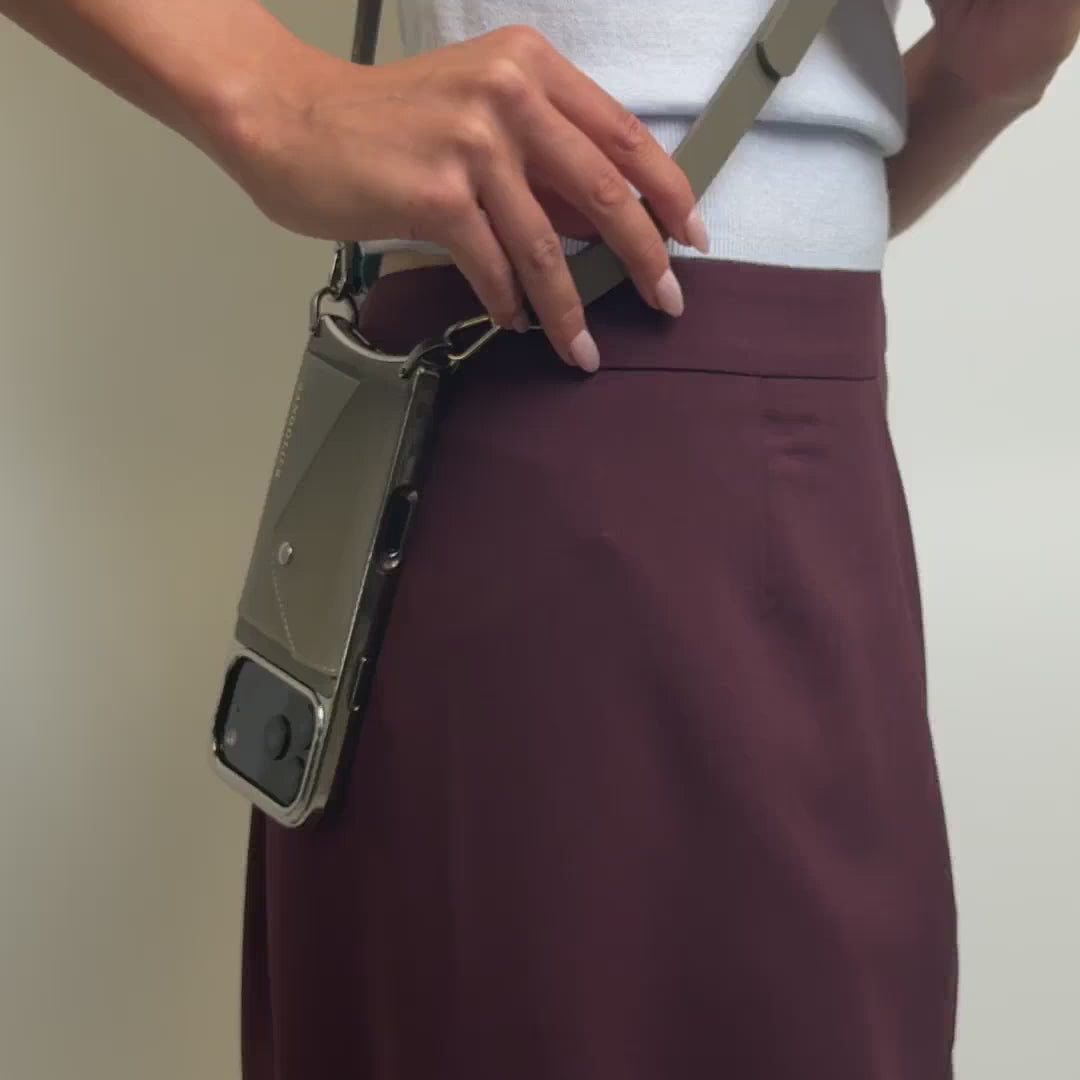 Hailey Chrome Crossbody Phone Case - Chrome Warm Gray/Antique Silver