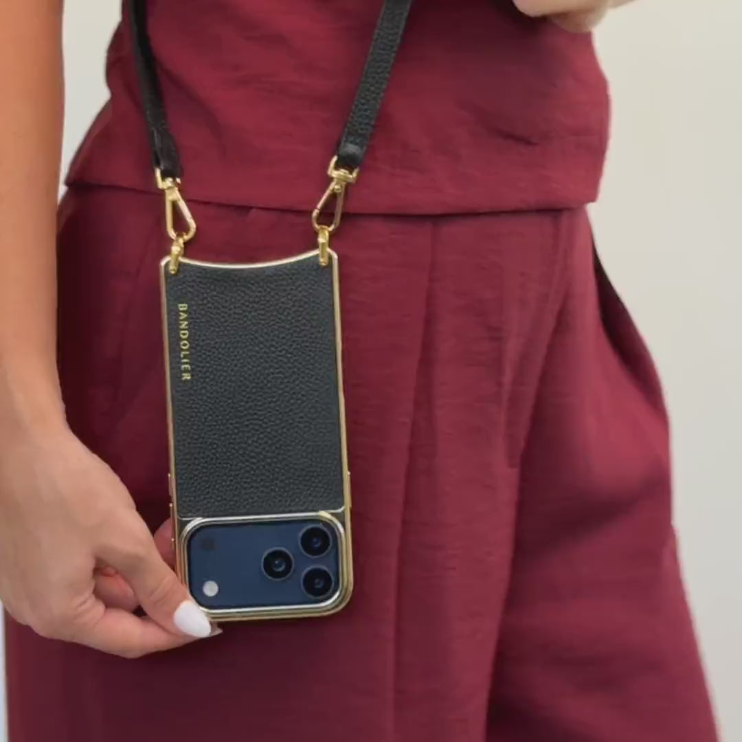 Rayna Chrome Crossbody Phone Case - Black/Gold