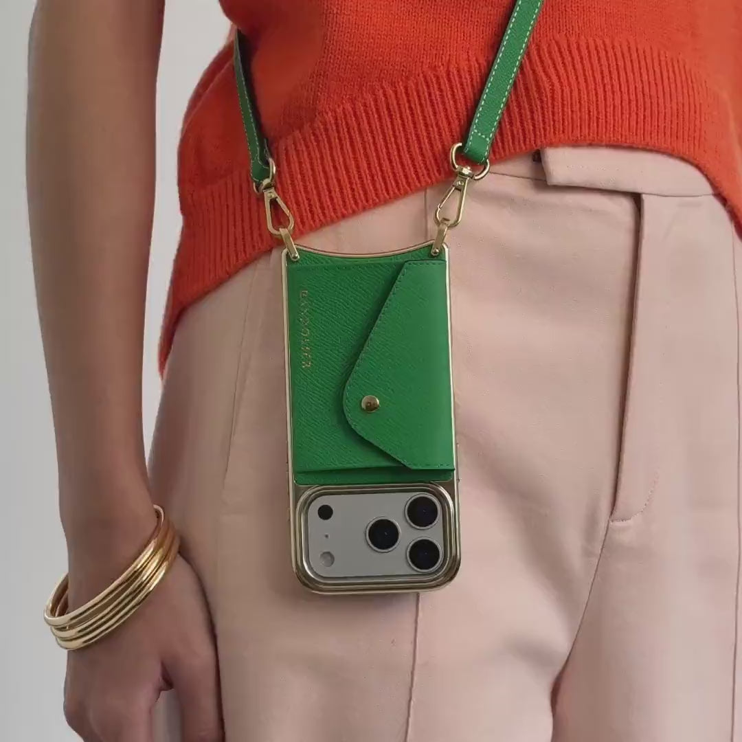 Donna Chrome Crossbody Phone Case - Fern Green/Gold