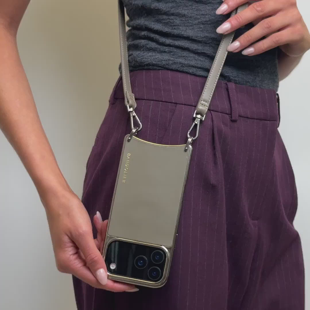 Rayna Chrome Crossbody Phone Case - Warm Gray/Antique Silver