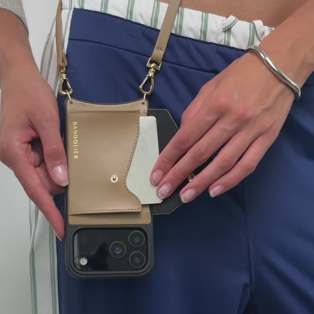 Donna Side Slot Crossbody Bandolier - Tan/Gold