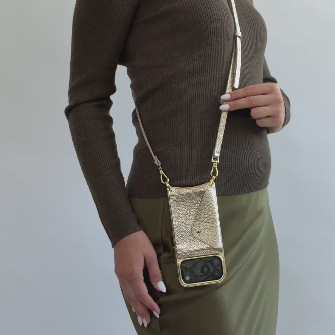 Donna Crossbody Phone Case - Metallic Chrome/Gold
