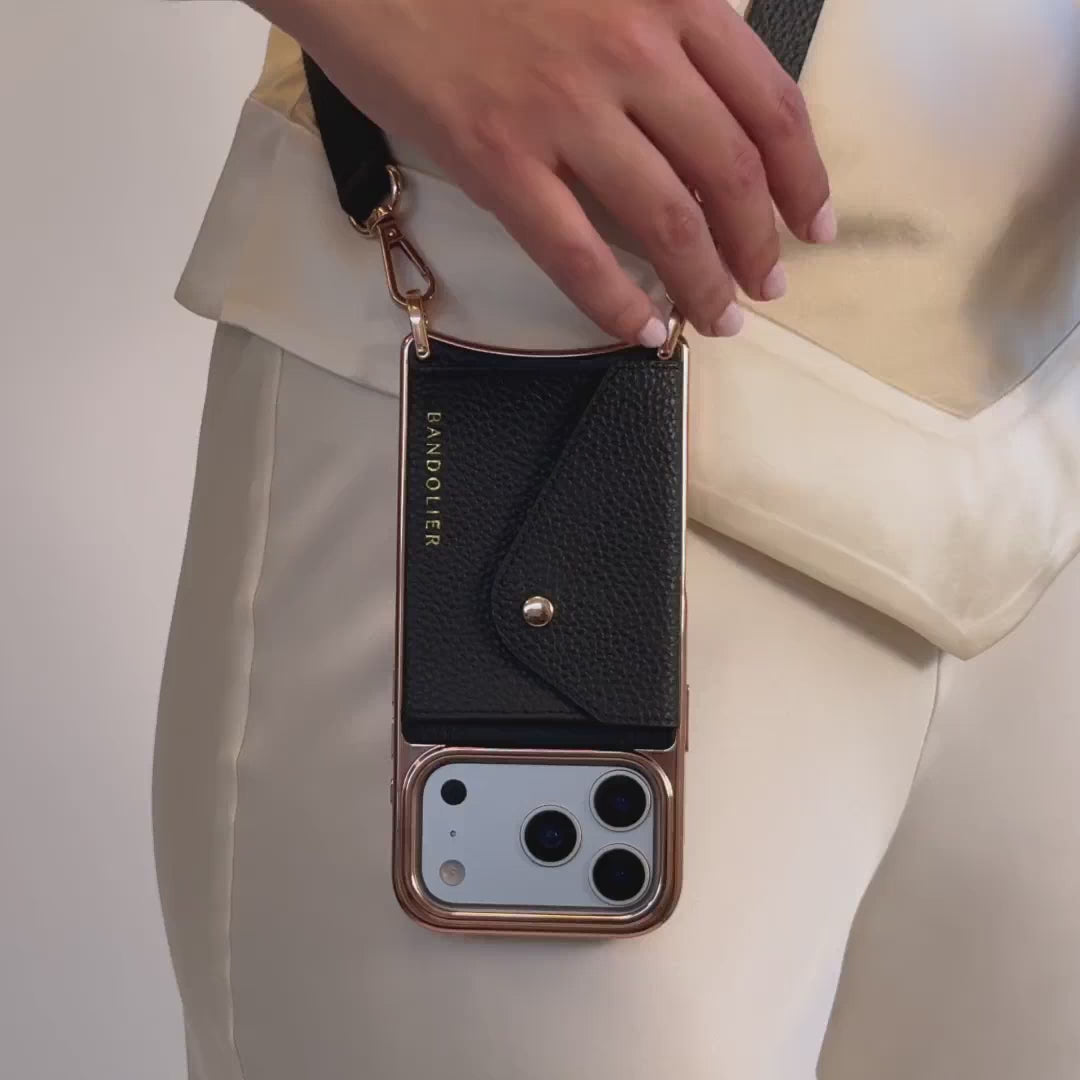 Hailey Chrome Crossbody Phone Case - Chrome Black/Rose Gold