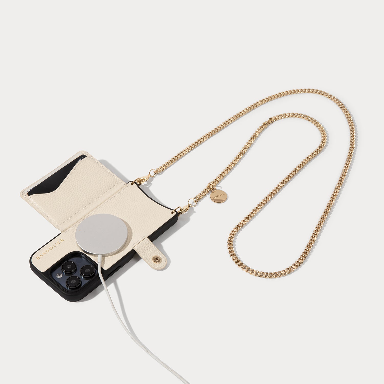 Mona MagSafe Charging Crossbody Bandolier - Ivory/Gold