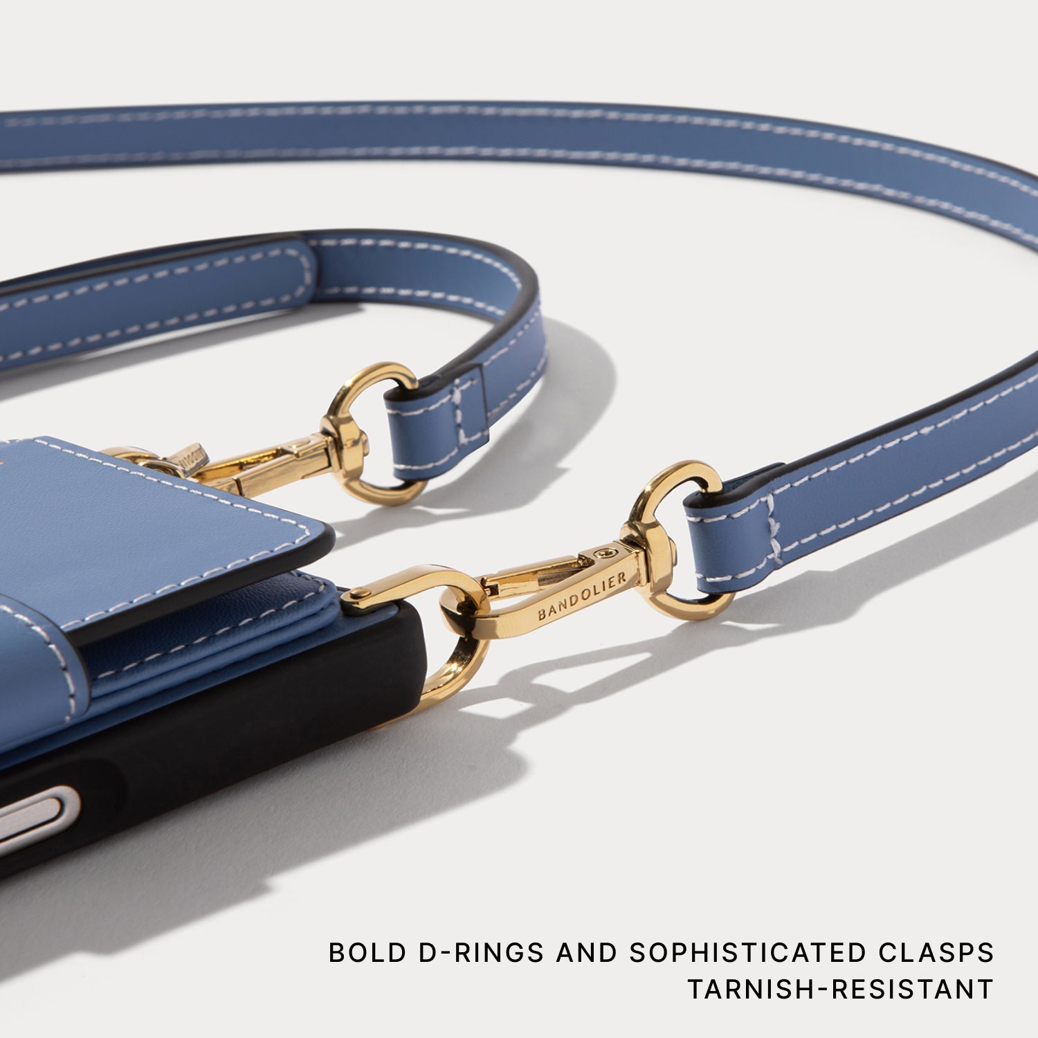 Ivy Magnet Wallet Crossbody Phone Case - Dusty Blue/Gold