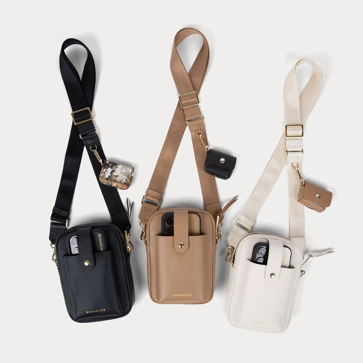 100% Genuine Leather Short/long Handbag Strap With Golden Buckle