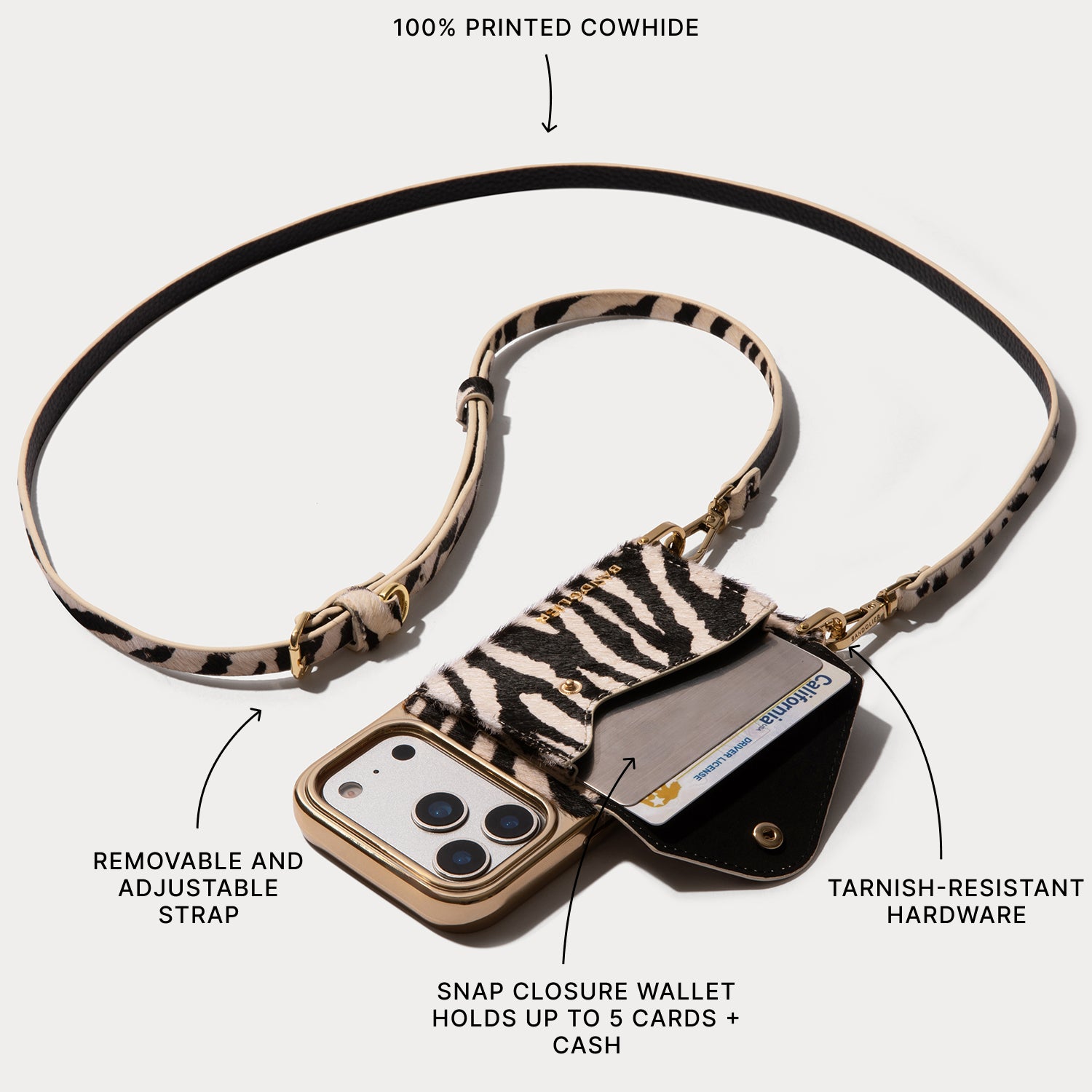 Donna Pouch Set - Zebra/Gold
