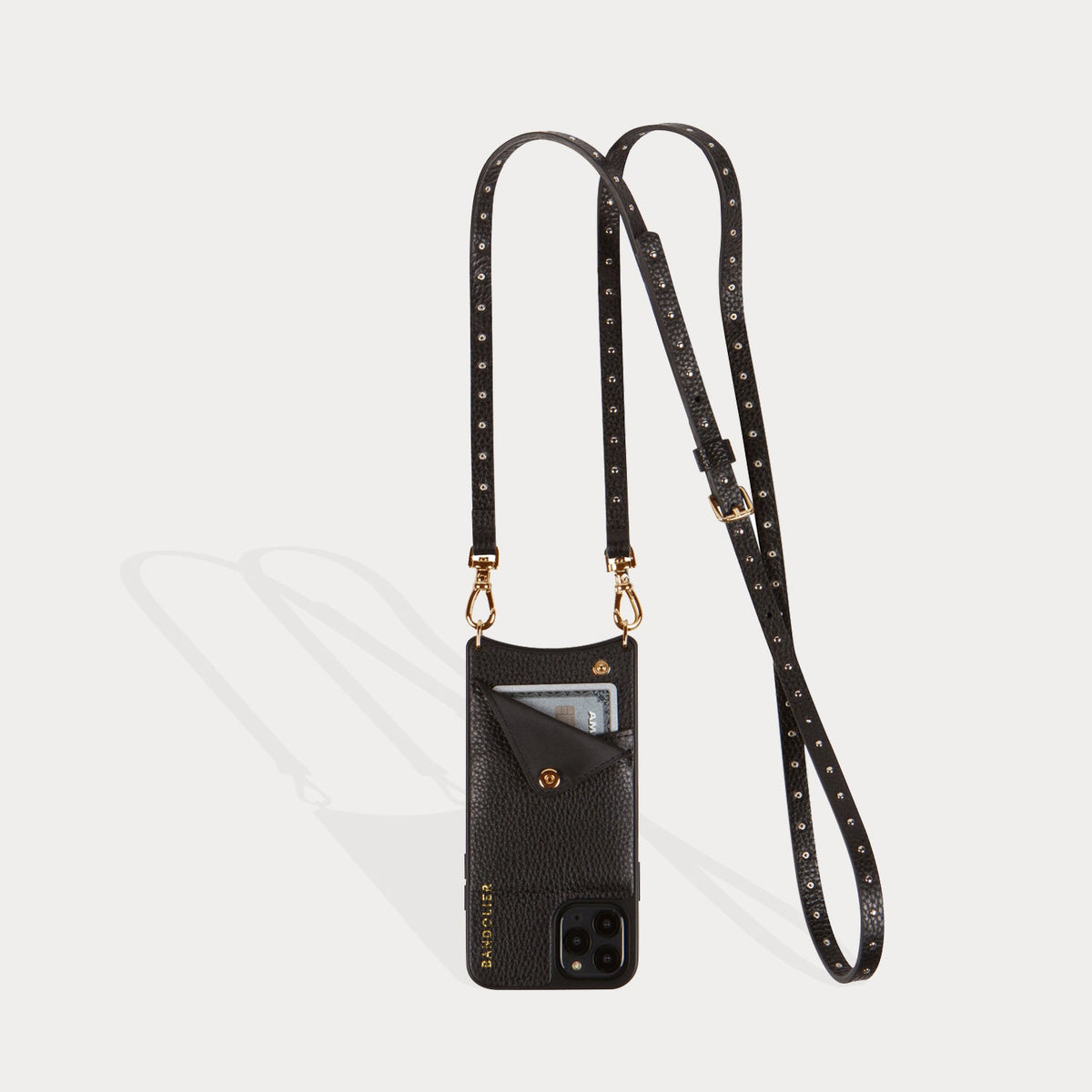 Emma Pebble Leather Bandolier Black/Gold