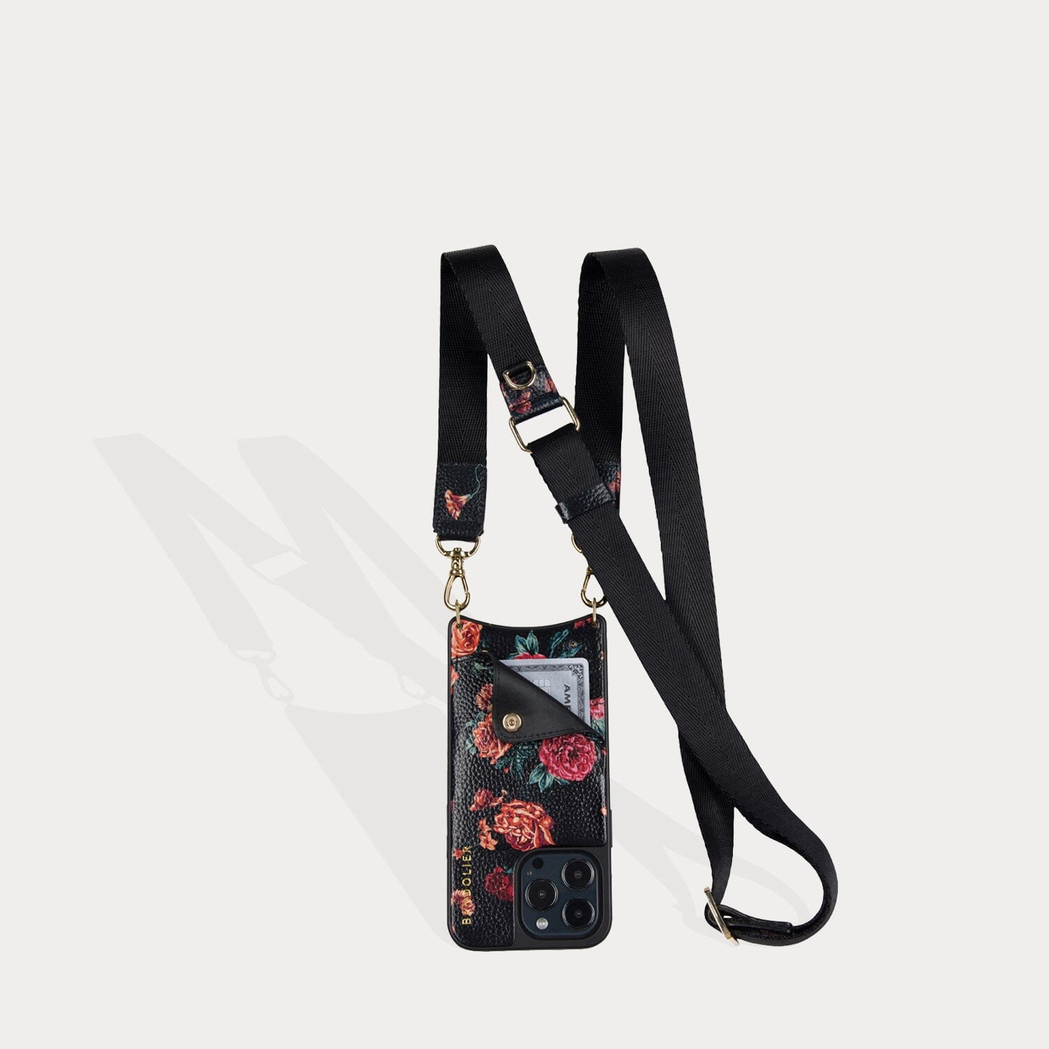 Bobby Floral Crossbody Bandolier Black Floral/Gold